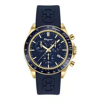 Salvatore Ferragamo Ferragamo Urban Chrono Silicone Watch blue ip yellow gold blue