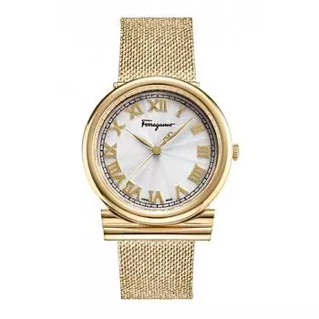 Salvatore Ferragamo Ferragamo Женские белые кварцевые часы 34 мм, золотистые