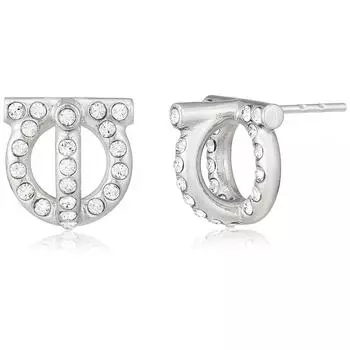 Salvatore Ferragamo Gancini 3d Three Dimensional Crystal Pav Stud Piercing