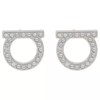 Salvatore Ferragamo Gancini Crystal Stud Piercing Silver
