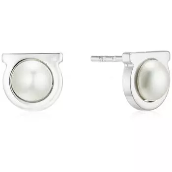 Salvatore Ferragamo Gancini Pearl Stud Piercing 696455 760121 002 Silver
