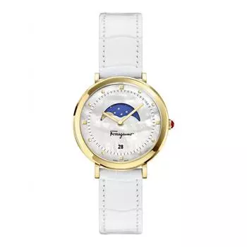 Salvatore Ferragamo Logomania Moon Watch white gold white