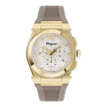 Salvatore Ferragamo Vega Chrono Mother of Pearl Watch ip yellow gold