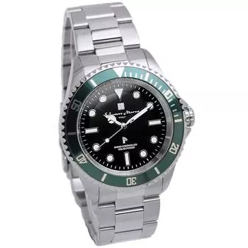 [Salvatore Mara] Часы-радио Solar 10 ATM Водонепроницаемые мужские итальянские брендовые черные и зеленые SM22110-SSBKGR