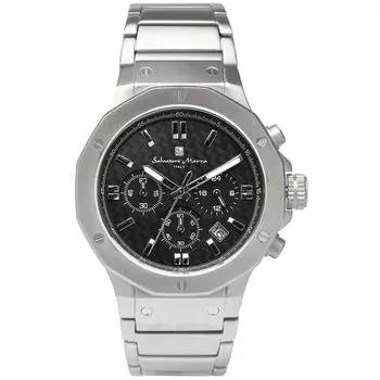[Salvatore Mara] Мужской хронограф 10 ATM Водонепроницаемый Бизнес 20th Anniversary Limited Модель SM18117SS (Черный углерод)
