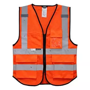 Salzmann Multi-Pocket Reflective Vest Orange Mesh