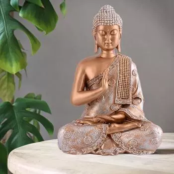 Samadhi Buddha Showpiece for Home & Office Decor Gift Itam(11 inch Golden & Silver), Religious