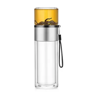 SAMADOYO Разделение чая, заваривание термостойкого стекла, фильтрация чая, портативная чашка, портативная чашка для воды для путешествий на открытом воздухе 238ML прозрачный