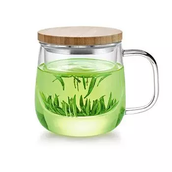 SAMADOYO термостойкая стеклянная чашка для приготовления чая, пояс для отделения чайной воды, чашка для чая с фильтрованным цветком, домашний офис с чехлом на ремне 350ML прозрачный
