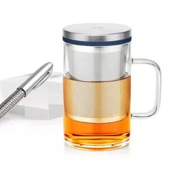 Samadoyo термостойкое стекло с толстым дном, личная чашка для чая, офисная чашка для воды в деловом стиле, кофейная чашка 450 мл 450ML синий