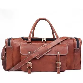 Самая большая кожаная спортивная сумка, мужская ручная кладь на ночь для спортзала 21 x 9 x 9 in коричневый