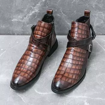 Самая продаваемая зимняя обувь с высоким берцем для мужчин, рабочая одежда, короткие деловые ботинки в стиле ретро с острым носком, бесплатная доставка 38 чёрный