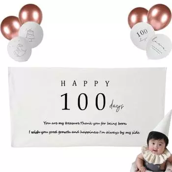 Samcos 100th Anniversary/1/2 Birthday Tapestry Decoration Set 100th Birthday Half Birthday Balloon Simple Anniversary Boys Girls Half Birthday (100th