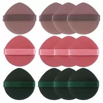 Samcos cushion foundation puff, sponge, makeup puff, soft, absorbent, multifunctional, for wet and dry use, water drop shape, 3 colors, set of 12