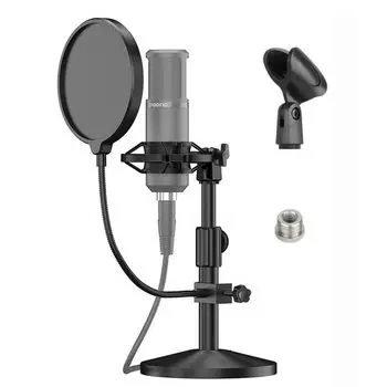Samcos Desktop Microphone Microphone Desktop Microphone Stand Microphone Clip for Condenser Noise Pop Telescopic Adjustable Height Stand, Stand, Set,
