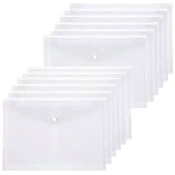 Samcos Прозрачный держатель для файлов формата А4 с кнопкой для хранения документов Водонепроницаемый прозрачный документ школьные и офисные принадлежности (12 шт.)
