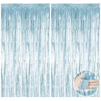 Samcos Tassel Curtains, Set of 2, 100cm*200cm, Glitter Fringe Curtains, Background, Bright Gloss, Birthday, Wedding, Year-end Party, Party Decoration,