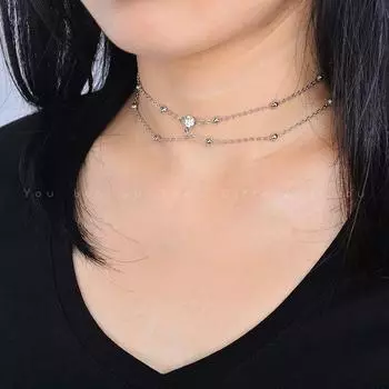 Same Style as Yang Chaoyue Chest Necklace Body Decoration Chain Women s European and American Sexy Pure Desire Sling Back Chain Fancy Ornament Silver short necklace