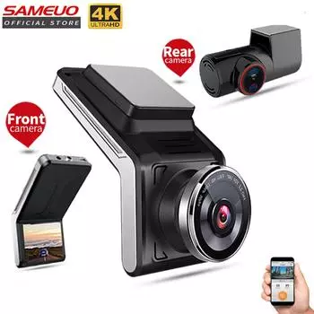 Sameuo U2000 Dash Cam Передняя и задняя камера 4k 2160P 2 камеры Автомобильный видеорегистратор Wi-Fi Видеорегистратор Автоматическое ночное видение 24H Монитор парковки No TF Card чёрный