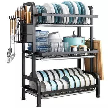 Sameyo Kitchen Drain Tableware Drainer 3 Carbon Drainer Dish Drainer Kitchen Sliding Chopstick Noir включает в себя разделочную доску для воды, легко собирается