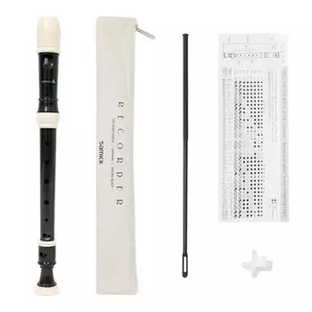 Samik Musical Instruments Soprano Немецкий 3-ступенчатый отдельный блок-флейта SRG-N80, черный, корейские игрушки