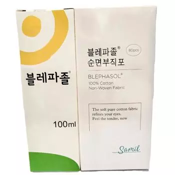 Samil Pharmaceutical Blefazole 100 мл + 80 нетканых материалов из чистого хлопка, бесцветных и без запаха, 1 шт.