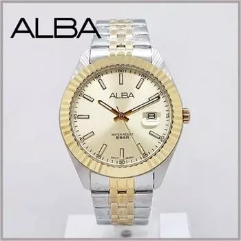 Samjeong Watch Оригинальные мужские металлические часы ALBA Seiko Alba (Золотой Комби) AS9J96X1
