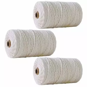 Samkos 3 мм хлопковый шнур макраме веревка набор из 3 ниток для рукоделия хлопковая нить хлопковая нить натуральный хлопок ручная работа DIY украшение стены