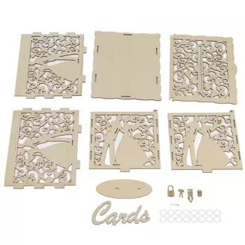 Самодельная полая деревянная коробка для подарочных карт, футляр для денег, свадебный банкет, декоративная коробка, простая сборка JM01192