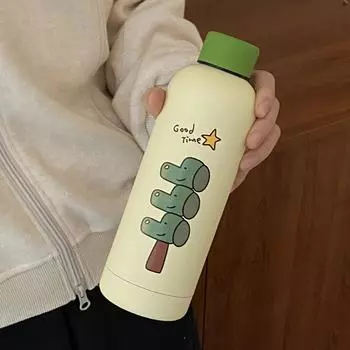 Самодельная ретро мультяшная забавная кружка-термос с щенком, большая вместимость, иллюстрация пары, герметичная звезда, кружка-компаньон 500 мл 500ml