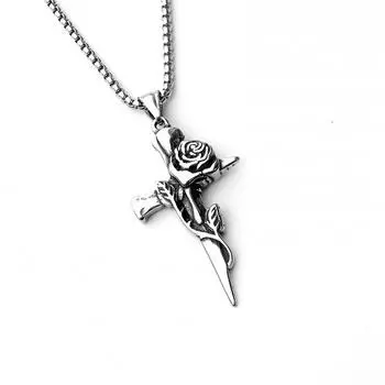 Самодельное ожерелье Guochao Hip-Hop Retro Rose из титановой стали, мужские аксессуары для индивидуальности, кулон Tide Brand