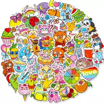 Самодельные 50 маленьких свежих самодельных милых наклеек с животными в стиле ветра, водонепроницаемые декоративные наклейки для стакана для воды, чемодана
