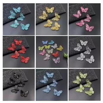 Самодельные материалы для рукоделия, ожерелья, ювелирные изделия, маркировка, свободные бусины, прозрачные для сережек, бусины 10 шт., бусины-бабочки, акрил зелёный