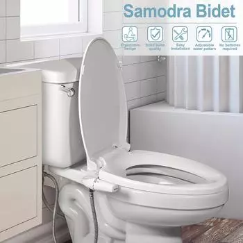 SAMODRA Насадка для биде, ультратонкая насадка для сиденья унитаза, биде с двумя насадками, регулируемый напор воды, неэлектрический распылитель для задницы