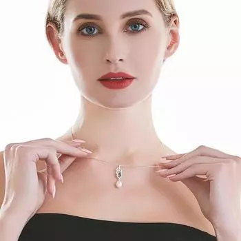 Самое модное ожерелье из натурального пресноводного жемчуга для женщин, серебряный кулон высшего качества, зеленый кристалл 925 пробы, Silverjewelr 45cm