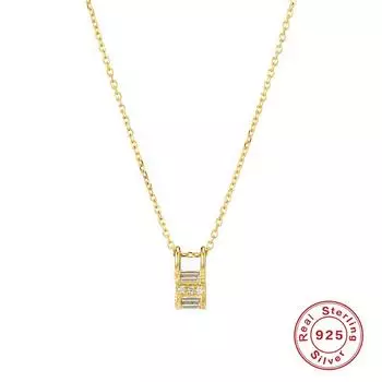 Самое продаваемое ожерелье-колье из стерлингового серебра 925 пробы с геометрическим цирконом, ожерелье Lockhead 925 Silver золотой