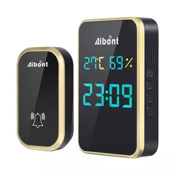 Самогенерируемый дверной звонок Часы Гигрометр Комнатная температура Влажность Беспроводной дверной звонок Пейджер для пожилых Видео дверной звонок Электронное устройство