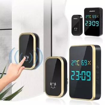 Дверной звонок Часы Гигрометр Интегрированный Комнатная Температура Беспроводной Дверной Звонок Пейджер Видео Дверной Звонок