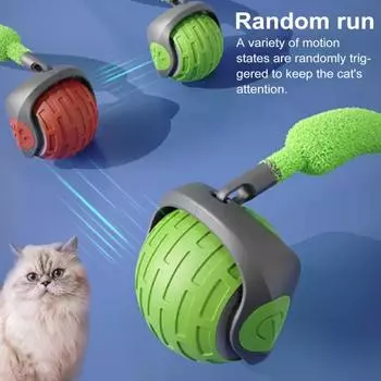 Самокатящийся мяч-дразнилка для кошек, электрический, активируемый касанием, катящийся мяч, перезаряжаемая игрушка для кошек, мяч для домашних животных, для игр в помещении и на улице синий