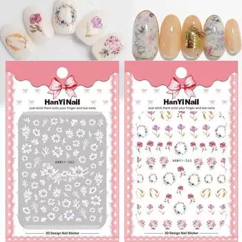 Самоклеящаяся 3D наклейка для ногтей, кружевной цветок, камелия, наклейка для ногтей, украшение для дизайна ногтей