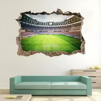 Самоклеящаяся 3D стерео сломанная стена футбольное поле стена наклеенная гостиная спальня футбольный клуб наклейка декоративная живопись 1SET