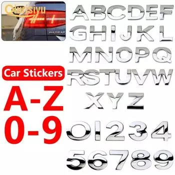 Самоклеящаяся авто наклейка с номером и буквой, автомобильный значок, наклейки, эмблема, украшение, ускорение, автомобильные аксессуары V серебряный