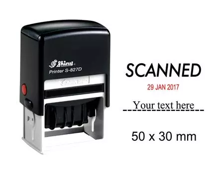 Самоклеящаяся блестящая дата-штамп со отсканированным текстом и текстом здесь, канцелярские принадлежности, резиновый штамп Impression Area : 50 mm x 30 mm чёрный