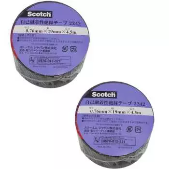 Самоклеящаяся изоляционная лента 3M Scotch 2242 черного цвета, ширина 19 мм x длина 4,5 м [продается оптом по 2 тома] Электроизоляционная резиновая лента без подложки