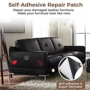 Самоклеящаяся лента для ремонта кожи для дивана, автокресел, сумок, курток, мебели, обуви. Заплатка для оказания первой помощи. Кожаная заплатка своими руками, черная.