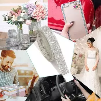 Самоклеящаяся лента из искусственного кристалла, стразы, рукоделие, горячая фиксация, наклейка на цепочку, лента, сделай сам, поделки, подарочная упаковка, упаковка, товары для украшения вечеринки, лента 40cm