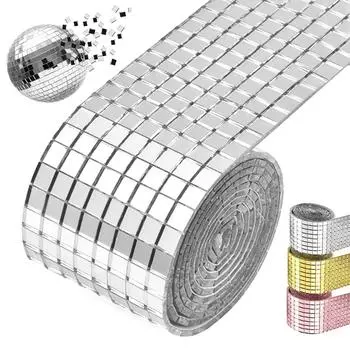 Самоклеящаяся мозаичная плитка Leeseph, диско-плитка 5x5 мм, квадратная зеркальная мозаичная плитка для внутреннего оформления, художественный коллаж своими руками 4 cm x 30 cm