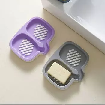 Самоклеящаяся мыльница, контейнер для мыла, лоток для хранения мыла, двухслойная мыльница, бытовая мыльница фиолетовый