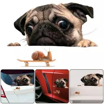 Самоклеящаяся наклейка для стайлинга автомобиля с милой собакой, наклейка на дверь автомобиля, окно, декор