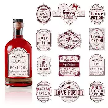 Самоклеящаяся наклейка на бутылку с любовным зельем на тему Дня святого Валентина. Украшения для вечеринки. Наклейки. One Size
